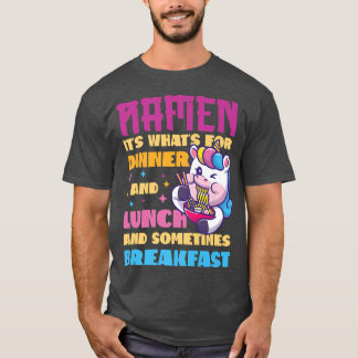ラーメン麺ボウル愛かわいい日本のユニコーンラム Tシャツ