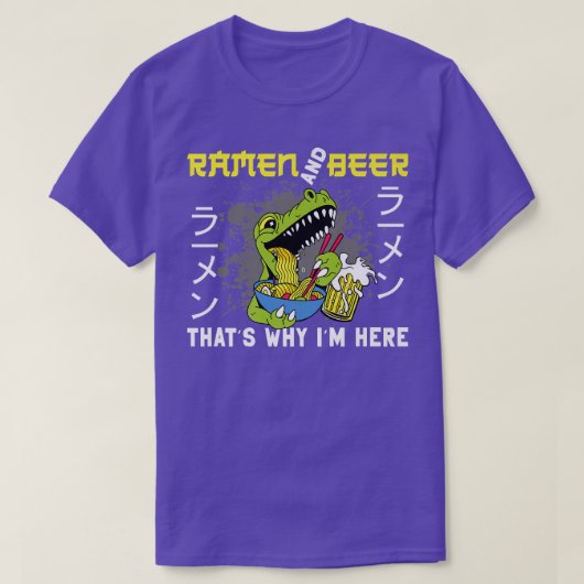 ラーメン麺ボウル愛かわいい日本のワニA Tシャツ (デザイン正面)