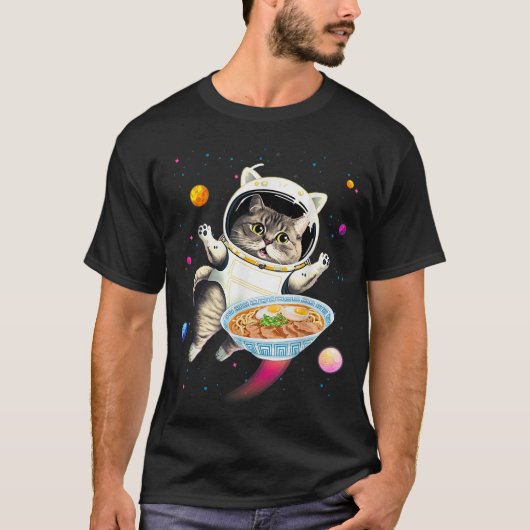 ラーメン麺宇宙の宇宙飛行士銀河系C Tシャツ (正面)