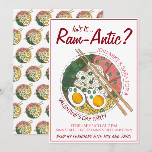 ラーメン・バレンタインデーっていいよね 招待状 (正面/裏面)