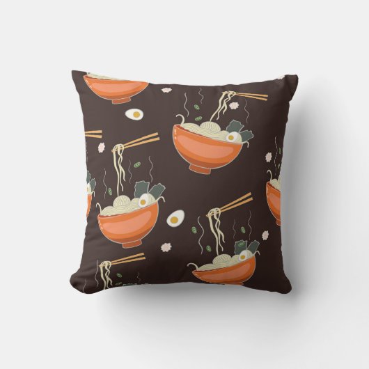ラーメン：ヴィンテージグラフィック クッション (正面)
