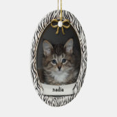 ラー!子猫初めてのクリスマスブラックアニマルストライプズ セラミックオーナメント (右)