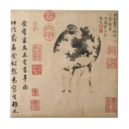 ラ中国のム山絵画羊旧年〔占星術の〕十二宮図瓦 タイル