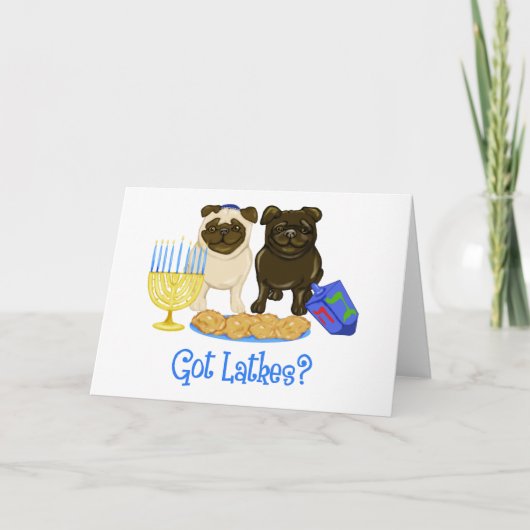 ラ得ック? Hanukkah Pugカード-カスタマイズ可能 シーズンカード (正面)