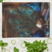 ラ素朴ンプライトのシーン茶色の青 キッチンタオル (折り畳み)