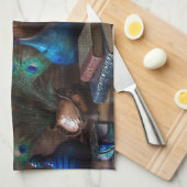 ラ素朴ンプライトのシーン茶色の青 キッチンタオル (四つ折り)