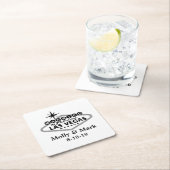 ラ結婚したスベガスパーソナライズされた結婚式の引き出物 スクエアペーパーコースター (インサイチュ)