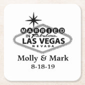 ラ結婚したスベガスパーソナライズされた結婚式の引き出物 スクエアペーパーコースター (正面)
