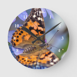 ラ絵を描ディレディ・バタフライ壁時計 ラウンド壁時計
