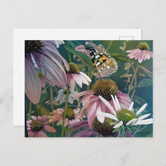 ラ絵を描ディレディ・バタフライ・コンフォローズ水彩画 ポストカード (正面/裏面)