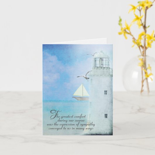 ラ航海のイトハウス感謝してい悔やみや弔慰ユー カード (黄色い花)