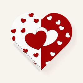 ラ赤と白ブハートハート ノートブック