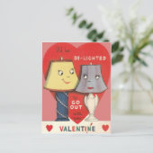 ラ風変わりンプ光おもしろいハートバレンタイン シーズンポストカード (スタンド正面)