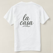 ラ・カサ - エレガントなカリグラフィーアート Tシャツ (デザイン裏面)