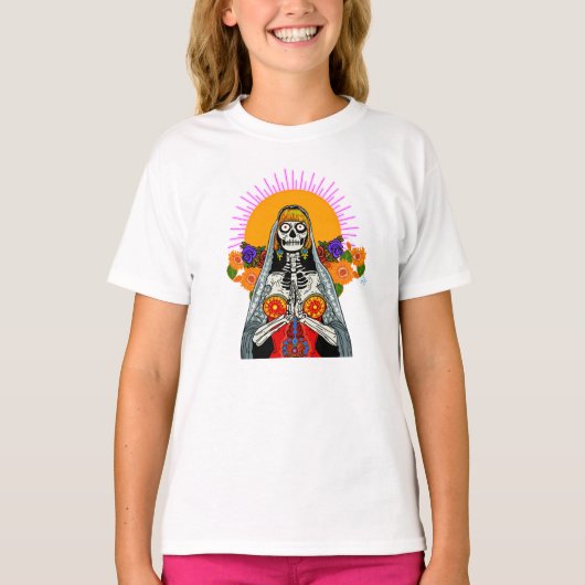 ラ・カトリーナモダンインカラフルアスタイル Tシャツ (正面)