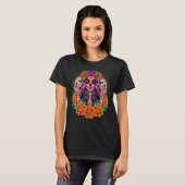 ラ・カトリーナ ドクロ 花 死者の日 Tシャツ (正面フル)