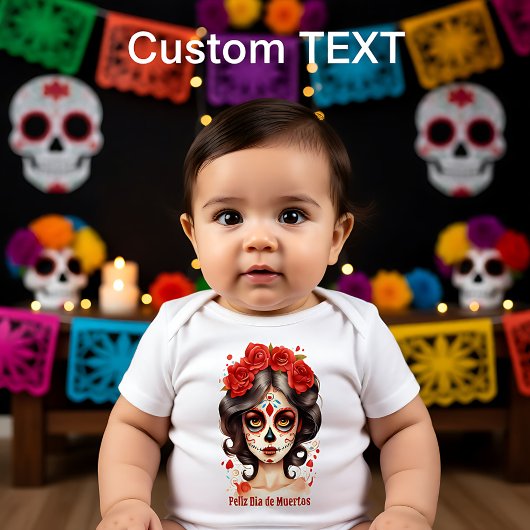 ラ・カラベラ・カトリーナ💀 赤い花 🌹 ベビーボディスーツ