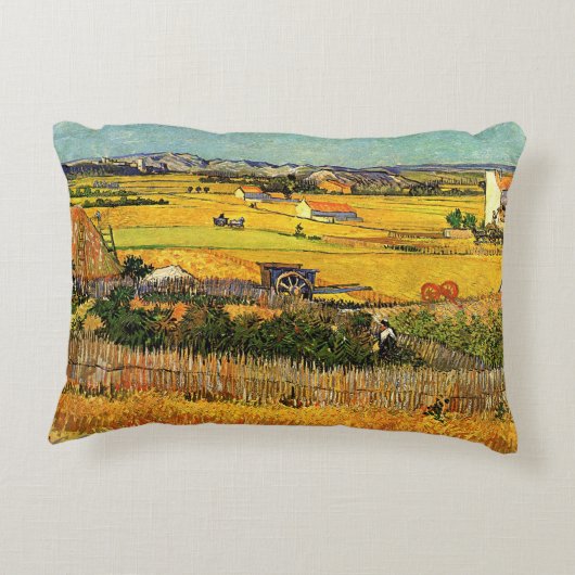 ラ・クラウの収穫、モンマジュール(フランス、プロヴァンス)by ヴィンセント・ヴァン・ゴッホ アクセントクッション (裏面)