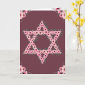 ラ・シャナ・トバ スター・オブ・デイビッド ピンクの花 カード (黄色い花)