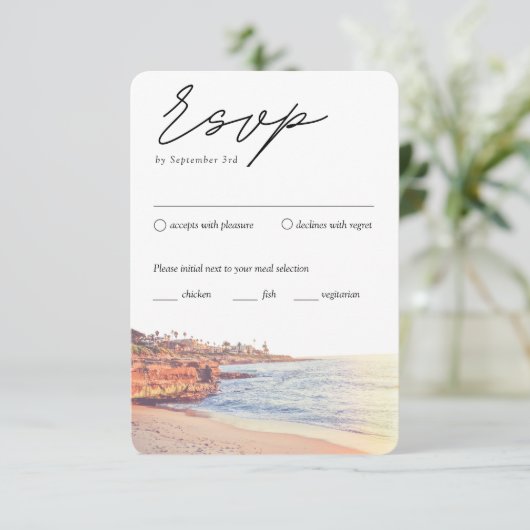 ラ・ジョラ結婚のRSVPメ伝統的ールオプション エンクロージャーカード (スタンド正面)