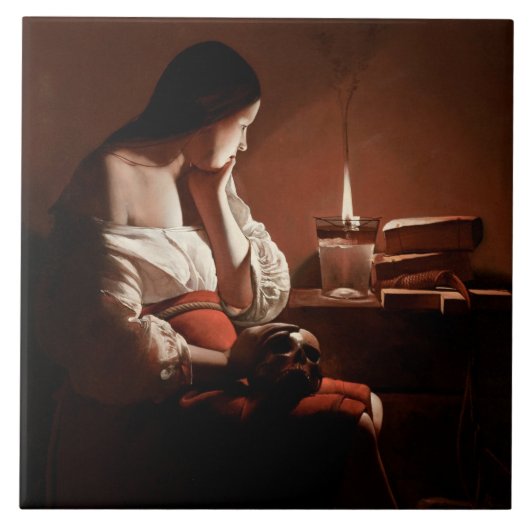 ラ·ツアー·マグダレネ·ウィズ·喫煙·フレーム タイル (正面)