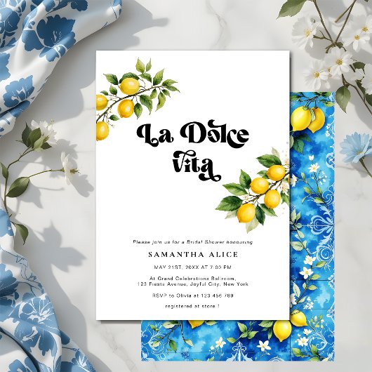 ラ・ドルチェ・ヴィタ レモン テーマ イタリアン ブライズシャワー 招待状