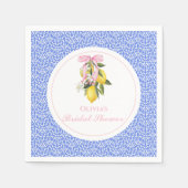 ラ・ドルチェ・ヴィタ レモン ピンク ボウ ブライダル シャワー スタンダードカクテルナプキン (正面)