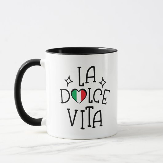 ラ・ドルチェ・ヴィータ かわいいイタリア国旗ハート マグカップ (左)