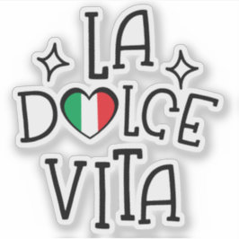 ラ・ドルチェ・ヴィータ かわいいイタリア国旗 ハート シール