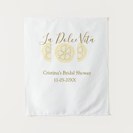 ラ・ドルチェ・ヴィータ イエロー レモン ブライダル シャワー パステル ボ タペストリー (正面)