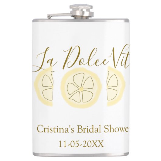 ラ・ドルチェ・ヴィータ イエロー レモン ブライダル シャワー パステル ボ フラスク (正面)