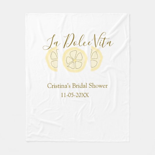 ラ・ドルチェ・ヴィータ イエロー レモン ブライダル シャワー パステル ボ フリースブランケット (正面)