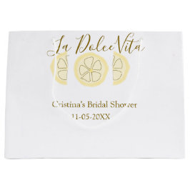 ラ・ドルチェ・ヴィータ イエロー レモン ブライダル シャワー パステル ボ ラージペーパーバッグ