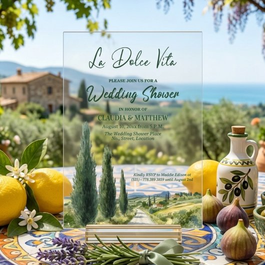 ラ・ドルチェ・ヴィータ イタリアの風景 ウェディングシャワー アクリル招待状