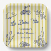 ラ・ドルチェ・ヴィータ イタリアン ブライダル シャワー パーティー ペーパープレート (正面)