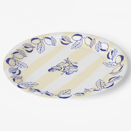 ラ・ドルチェ・ヴィータ イタリアン レモン イエロー ブライダル シャワー ペーパープレート (アングル)