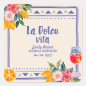 ラ・ドルチェ・ヴィータ イタリアン レモン ブライダル シャワー フェイバー スクエアシール (正面)