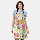 ラ・ドルチェ・ヴィータ イタリア フランス カラフル オーダーメイド エプロン (着用した状態)