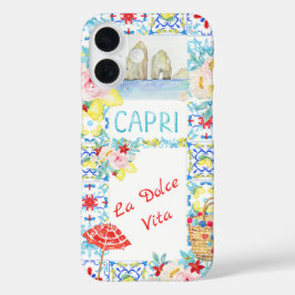 ラ・ドルチェ・ヴィータ カプリ ブルー タイル イタリア iPhone 16ケース