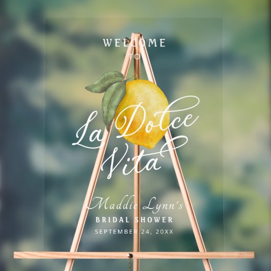 ラ・ドルチェ・ヴィータ ブライダルシャワーのウェルカムサイン アクリルサイン (ニュートラル)