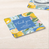 ラ・ドルチェ・ヴィータ メディテレーニアンの夏の ブライダルシャワー スクエアペーパーコースター (アングル)