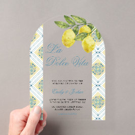 ラ・ドルチェ・ヴィータ モダン レモン ウェディングアーチ アクリル招待状