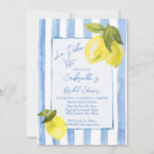ラ・ドルチェ・ヴィータ 青いストライプ レモン ブライダルシャワー 招待状 (正面)