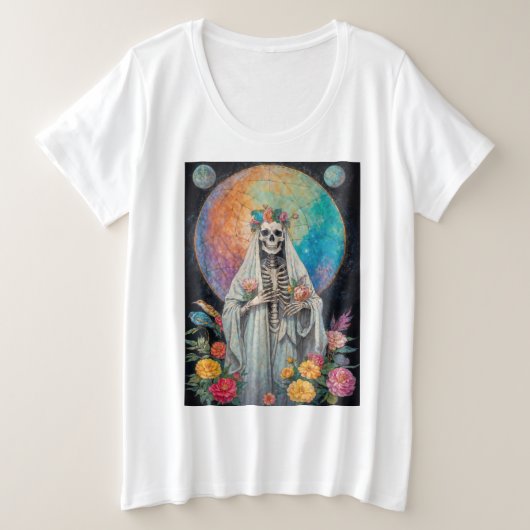 ラ・ニーニャ・ブランカ・サンタ・ムエルテ プラスサイズTシャツ (デザイン正面)