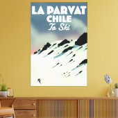 ラ・パルバット・チリのレトロなスキーアート。 キャンバスプリント (インサイチュ (リビング))