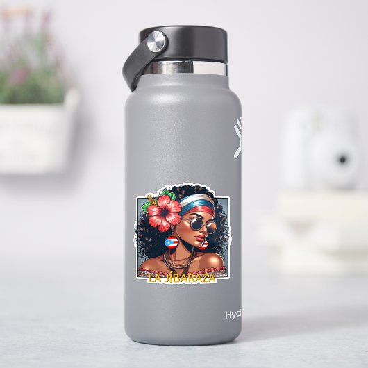 ラ・ヒバラザ 6 - プエルトリコのヒバラ美人芸術 ボリクア シール (HydroFlask)