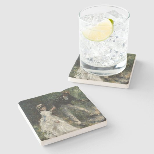 ラ・プロムナードルノアール印象派絵を描の芸術 ストーンコースター (横)