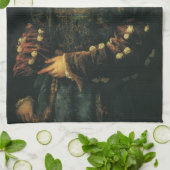 ラ・ベラ、ウルビーノ公爵夫人by Tititian キッチンタオル (折り畳み)