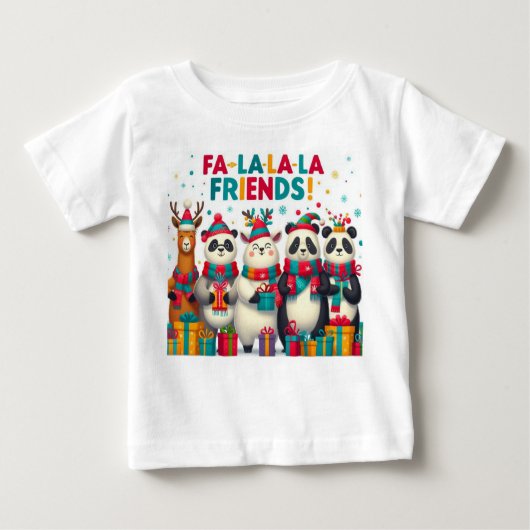 ラ・ラ・フレンズ！ – 愛らしいクリスマスの動物 ベビーTシャツ (正面)