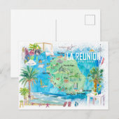 ラ・レユニオン島 観光地図 ポストカード (正面/裏面)